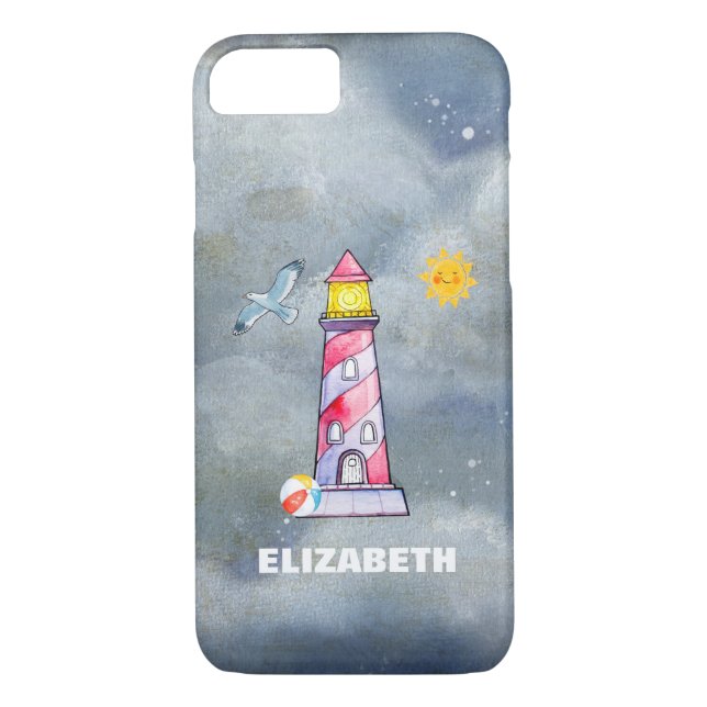 Red Lighthouse with a Stormy Background Custom Case-Mate iPhone Case (Back)