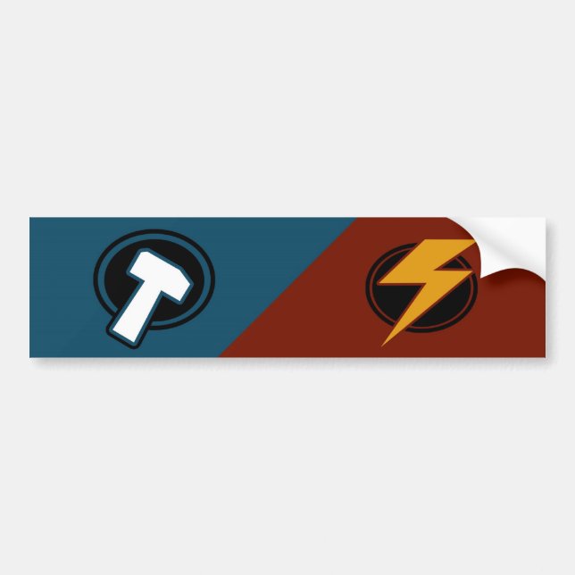 Red Lightning - Blue Hammer - Bumper Sticker (Front)