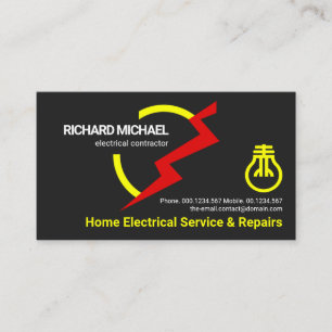 Red Lightning Electrical Metre Gauge Electrician Business Card