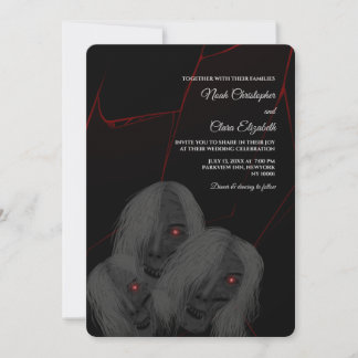 Red Lightning Ghosts Gothic Black Halloween Dark Invitation