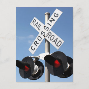 Red Lights - Railroad Crossing Sign Postcard