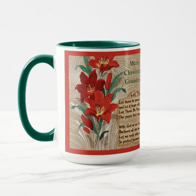 Red Lilies and Christmas Lyrics - Personalised Mug (Left)