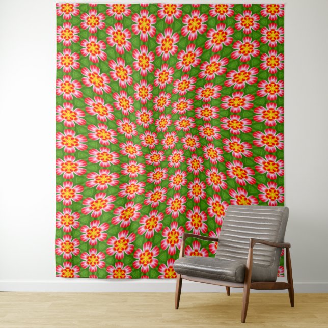 Red Lilies Pattern Tapestry (In Situ)