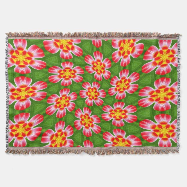 Red Lilies Pattern Throw Blanket (Front)