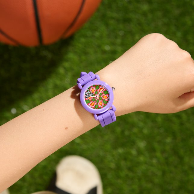 Red Lilies Pattern Watch (Wrist)