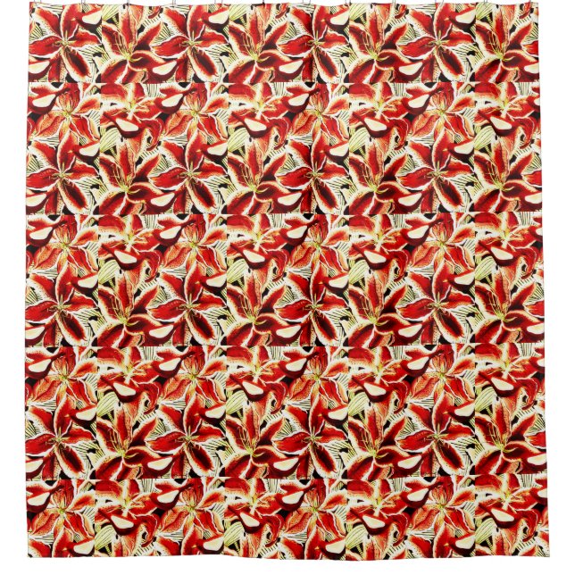 Red Lilies Shower Curtain (Front)