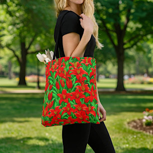 Red Lilies Tote Bag