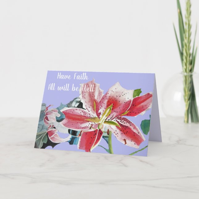 Red Lily All Will Be Well floral Big God Card (Front)