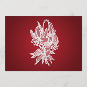 Red Lily Bouquet Elegant Bridal Shower Invitation