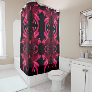 Red Lily Floral Abstract Art Pattern      Shower Curtain