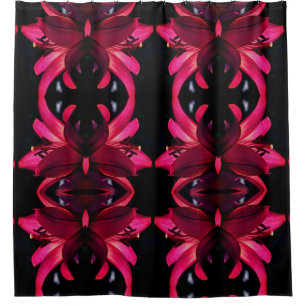Red Lily Floral Abstract Art Pattern      Shower Curtain