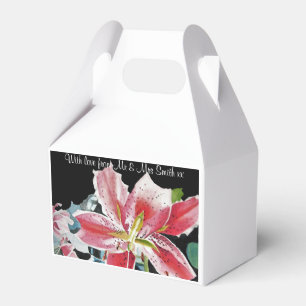 Red Lily Floral flowers Wedding Cake Favor Boxes