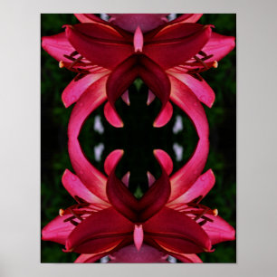 Red Lily Flower Abstract Art Poster