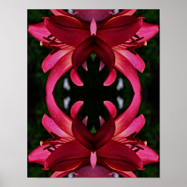 Red Lily Flower Abstract Art  Poster (Front)