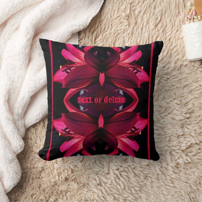 Red Lily Flower Abstract Personalised Cushion (Blanket)