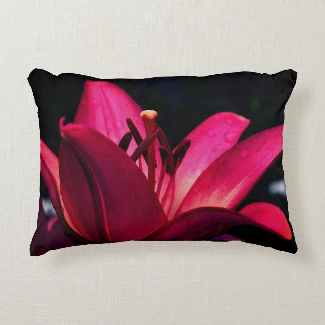 Red Lily Flower Close Up  Decorative Cushion (Front)