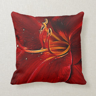 Red Lily On Black Cushion