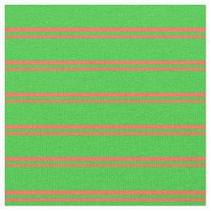 Red & Lime Green Coloured Lined/Striped Pattern Fabric