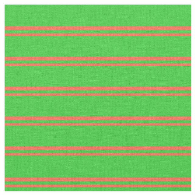 Red & Lime Green Coloured Lined/Striped Pattern Fabric (Close Up)
