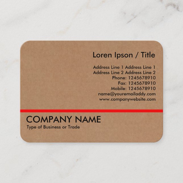 Red Line - Cardboard Business Card (Front)