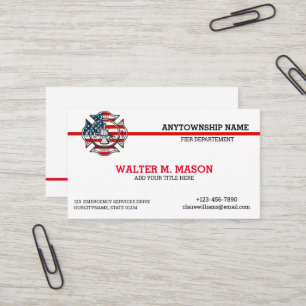 Red Line Firefighter US Flag Business Card