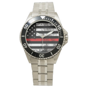 Red Line Flag Firefighter Men's Watch