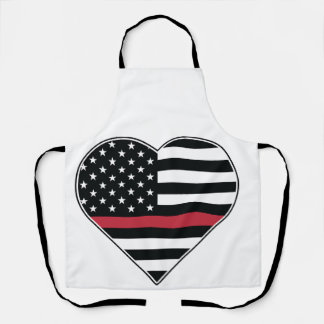 Red Line Flag Heart Apron