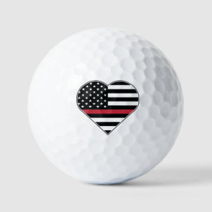 Red Line Flag Heart Golf Balls
