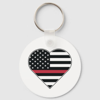 Red Line Flag Heart Key Ring