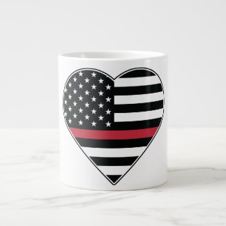 Red Line Flag Heart Large Coffee Mug