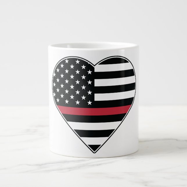 Red Line Flag Heart Large Coffee Mug (Front)