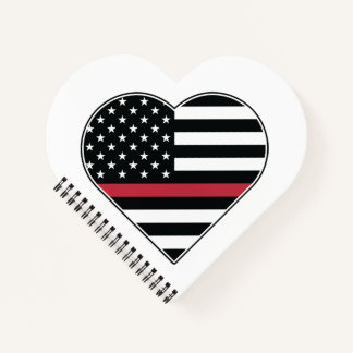 Red Line Flag Heart Notebook