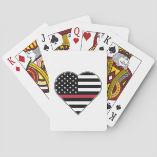Red Line Flag Heart Playing Cards