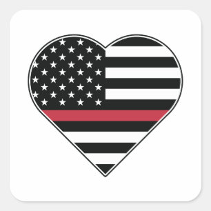 Red Line Flag Heart Square Sticker