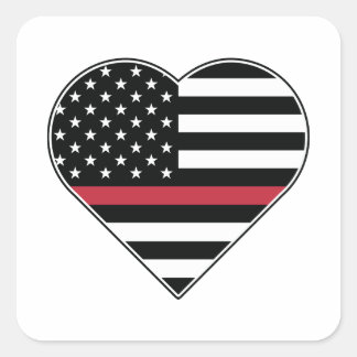 Red Line Flag Heart Square Sticker