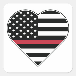 Red Line Flag Heart Square Sticker