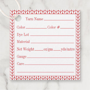 RED LINE KNIT 2" Square Yarn Tags