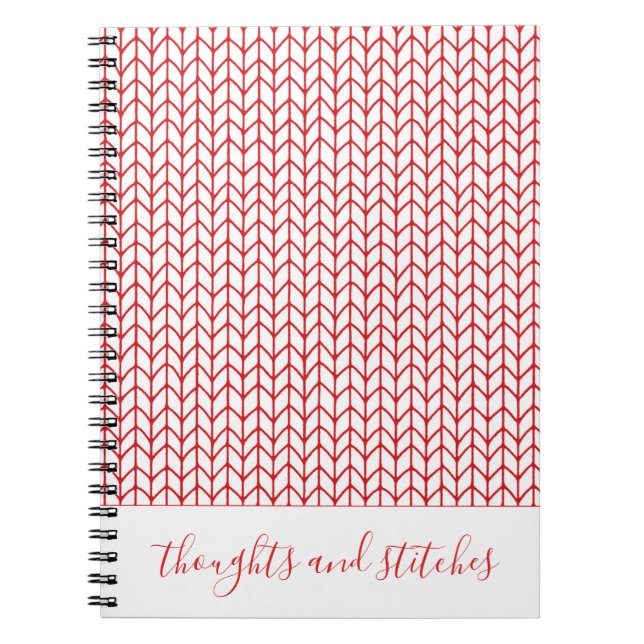 RED LINE KNIT 6.5x8.75 Spiral Notebook + Text (Front)