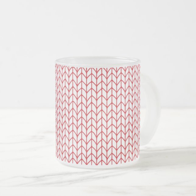 RED LINE KNIT Frosted Glass Mug (Front Right)