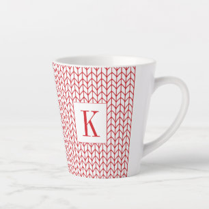 RED LINE KNIT Latte Mug + Initial