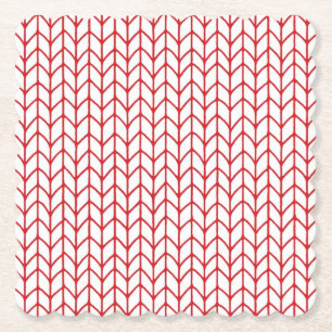RED LINE KNIT Scalloped Square Paper Coasters