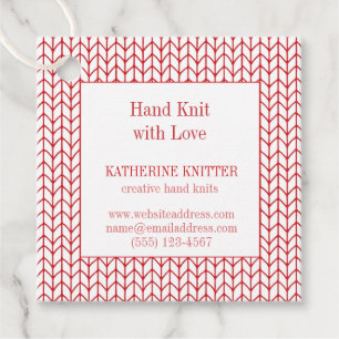 RED LINE KNIT Square "Hand Knit with Love" Tags