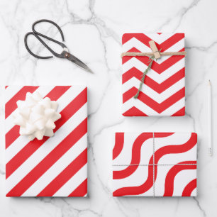 Red Line Pattern Wrapping Paper Sheet