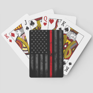 Red Line Vintage American Flag Playing Cards