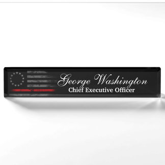 Red Line Vintage Betsy Ross American Flag Nameplate