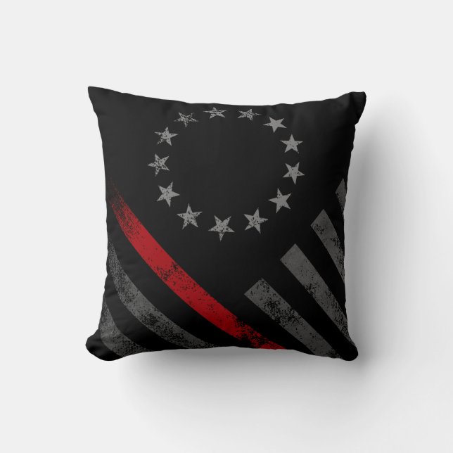 Red Line Vintage Style American Flag Cushion (Front)