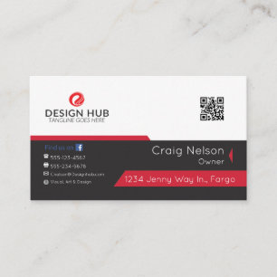 Red lined professional business card design