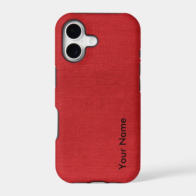 Red Linen Photo with Your Name (Back)