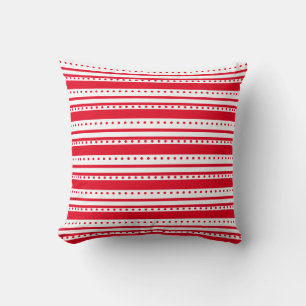 Red Lines and Dots Geometric  Cushion
