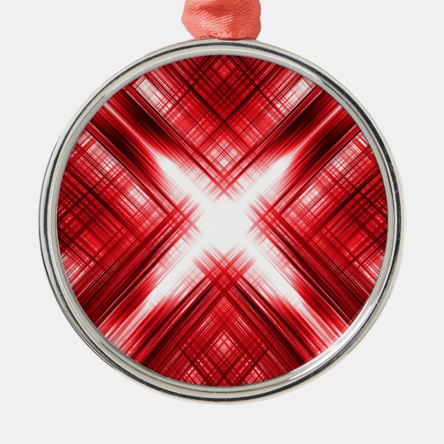 Red lines cross metal tree decoration (Front)